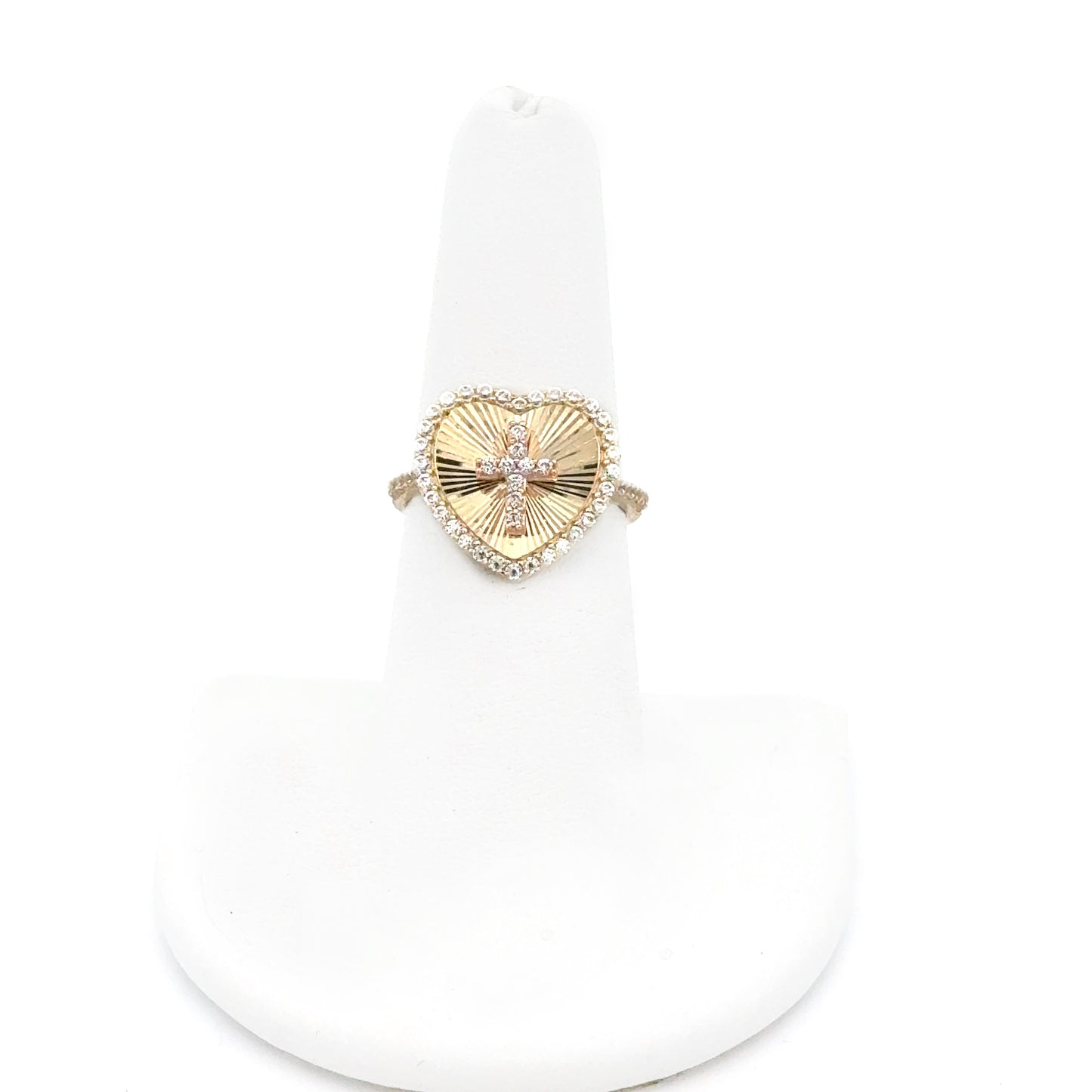 New 14K CZ Heart & Cross Ring H.J™️