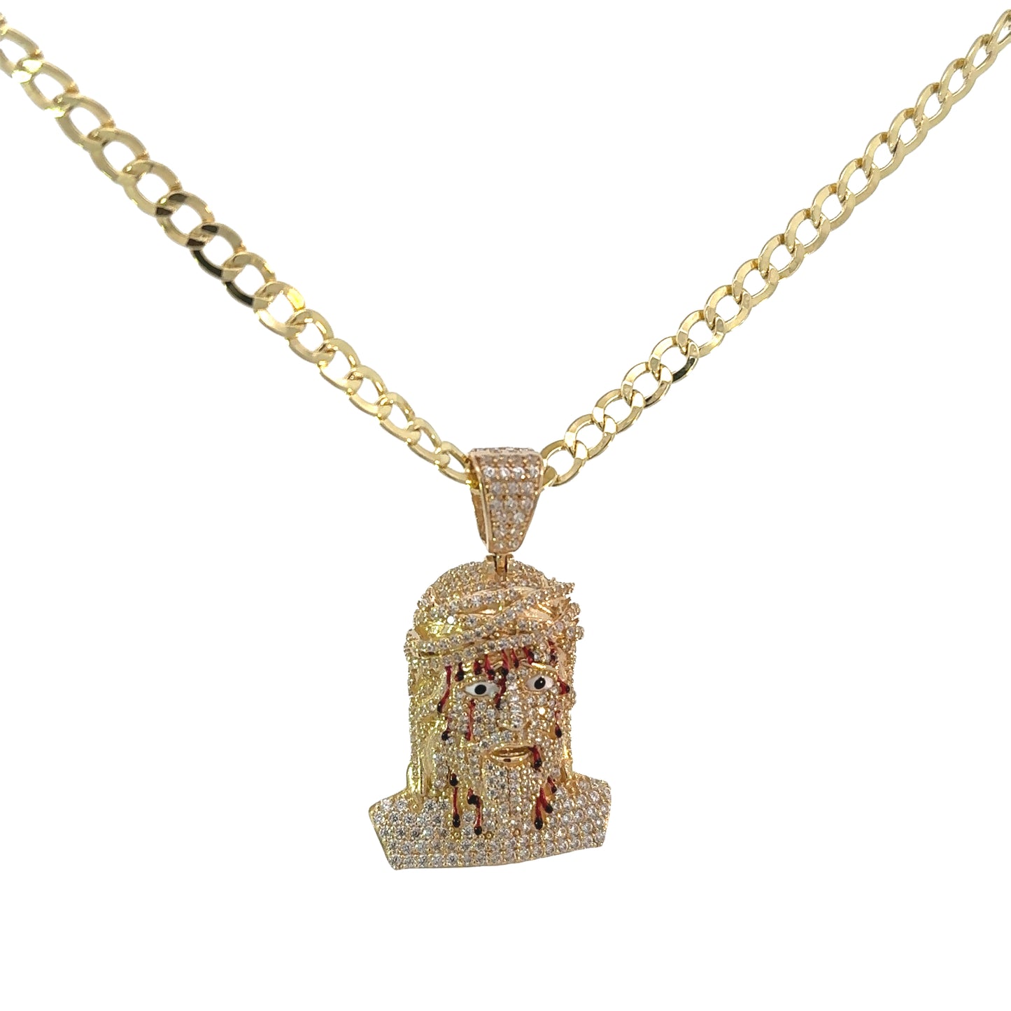 New 14K CZ Jesus Pendant & Cuban Chain (4.5MM). H.J™️