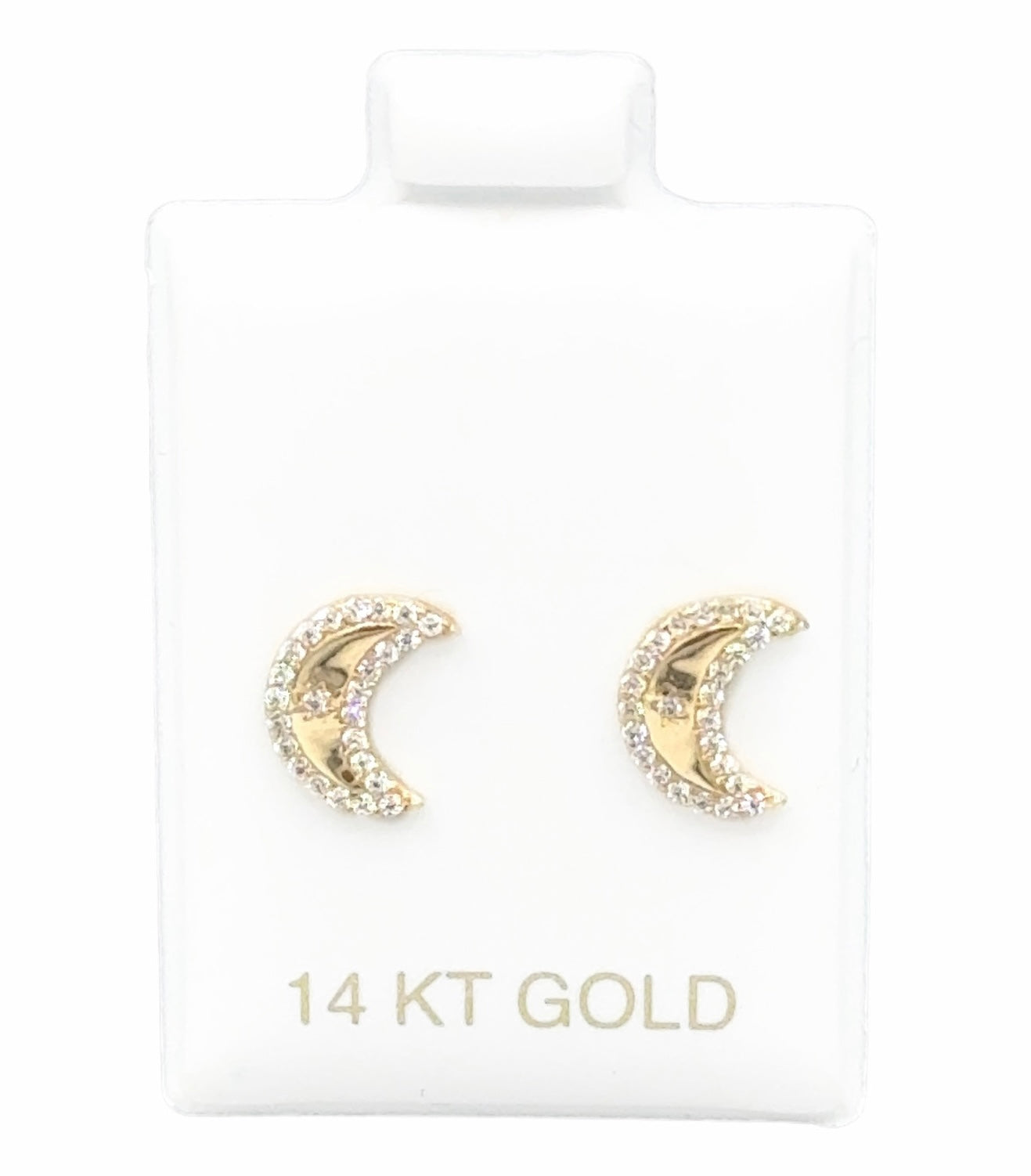New 14K Kids CZ Moon Earrings H.J™️