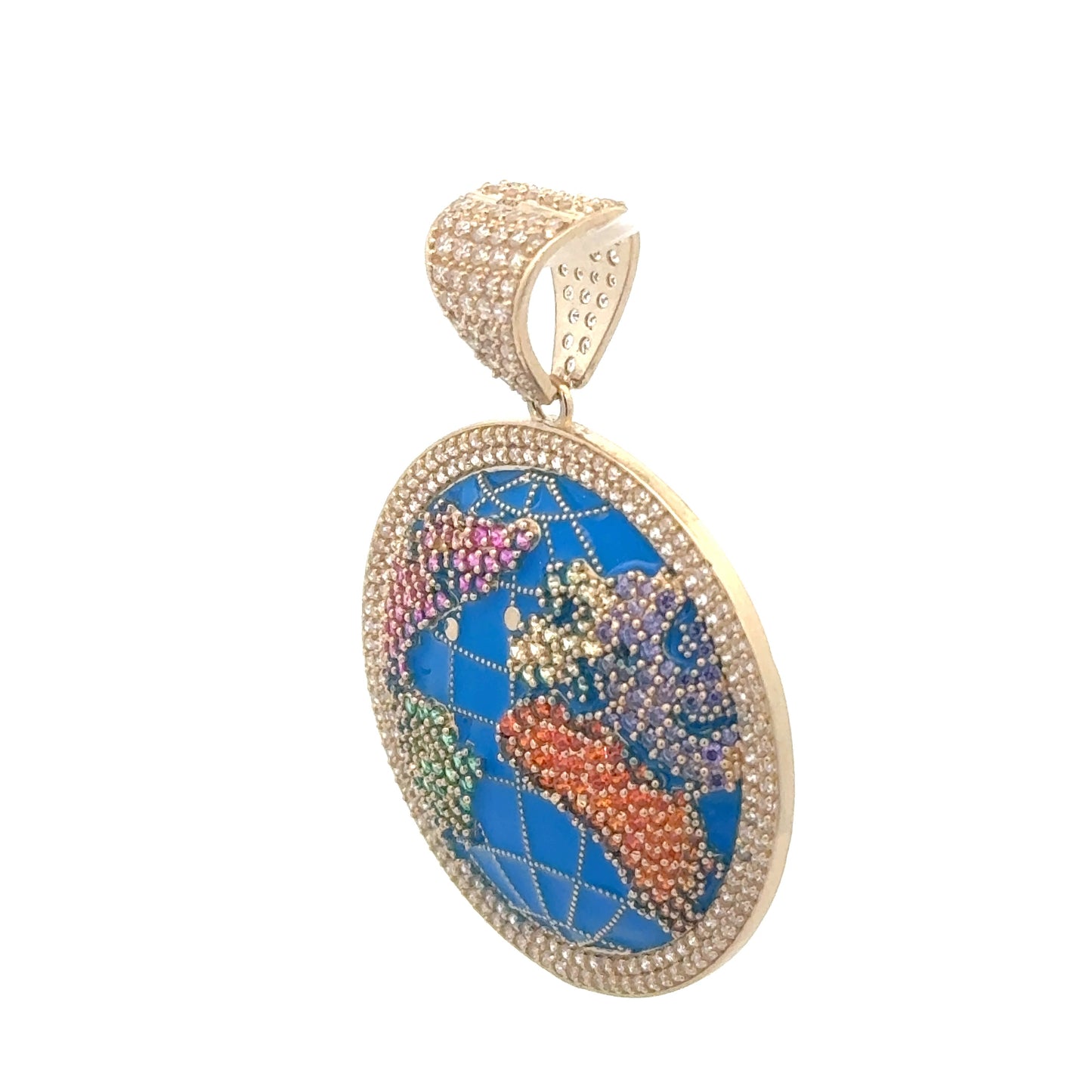 New 14K CZ World Map Pendant. H.J™️