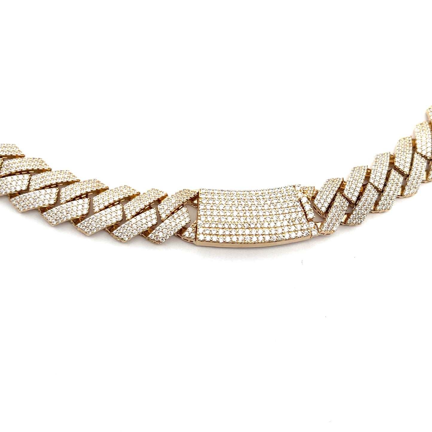 New 14K Full CZ Miami Cuban Edge Choker (14.3MM). H.J™️