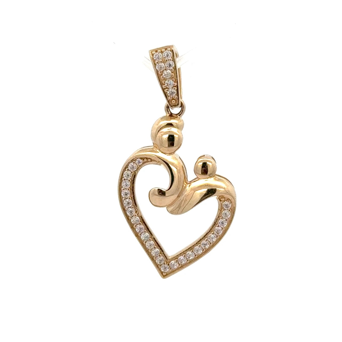 New 14K CZ Mom Heart Pendant H.J™️