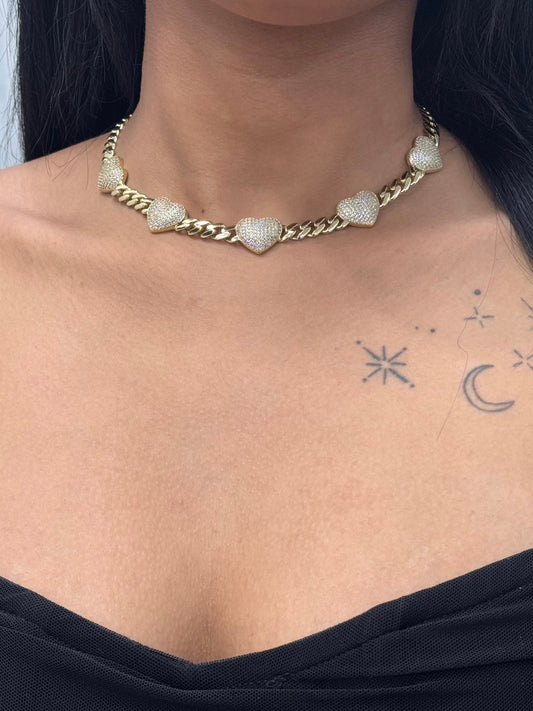 New 14K CZ Heart Itallo Choker (16”). H.J™️