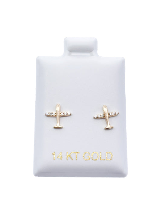 New 14K CZ Airplane Earrings H.J™️