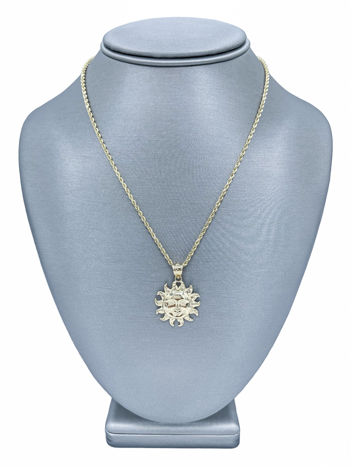 New 14k Sun Pendant & Rope Chain (2.0MM). H.J™️