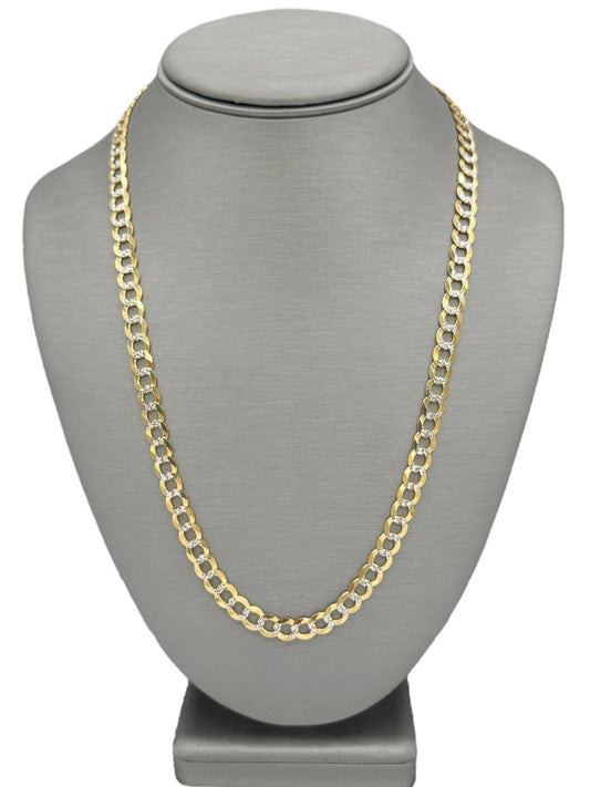 New 14K Two Tone Solid Cuban Chain (7MM). H.J™️