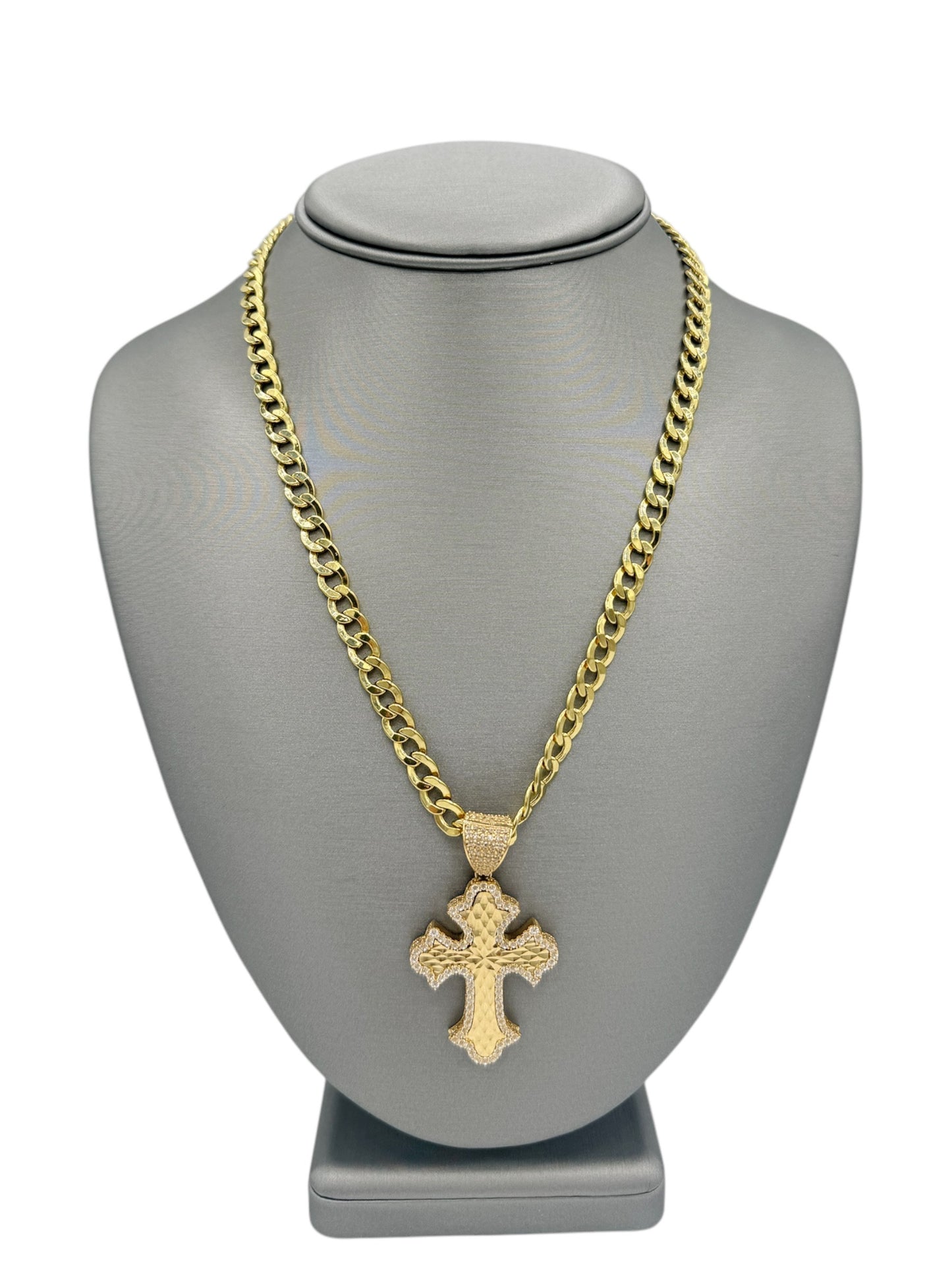 New 14K CZ Cross Pendant & Cuban  Chain H.J™️