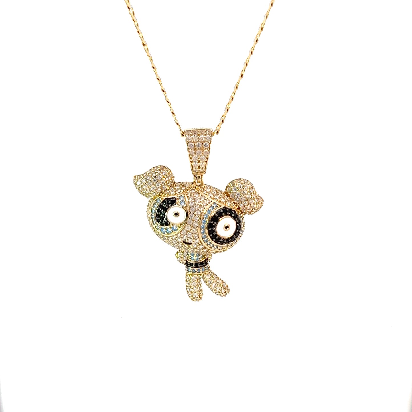 New 14K Powerpuff Girl Pendant & Solid Two Tone Cuban Chain H.J™️