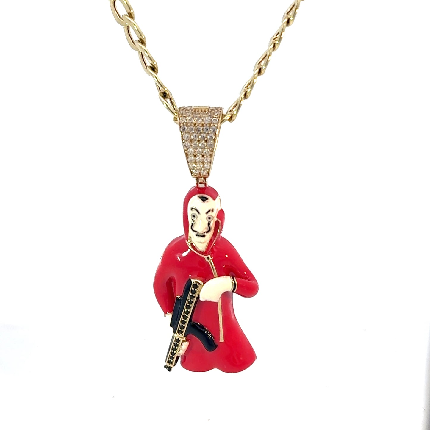 New 14K Money Heist Pendant & Cuban Chain H.J™️